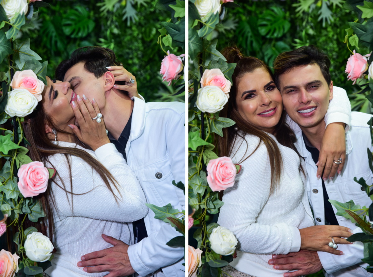 Mara Maravilha sendo beijada pelo marido