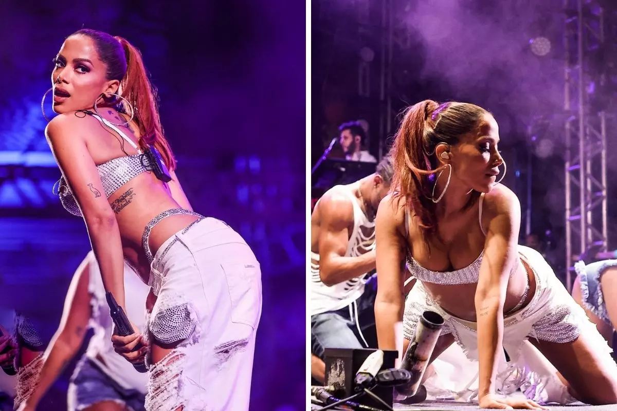 Anitta ousa em look e rebola até o chão em show pré-Réveillon