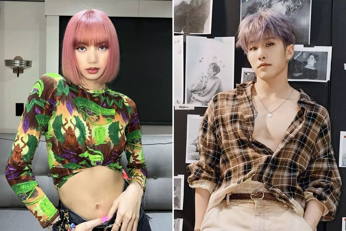 Fotomontagem com retrato de Lisa, do BLACKPINK, e JinJin, do ASTRO