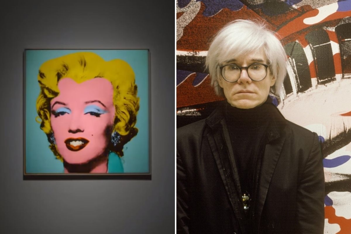 Marilyn Monroes em pintura e foto de Andy Warhol