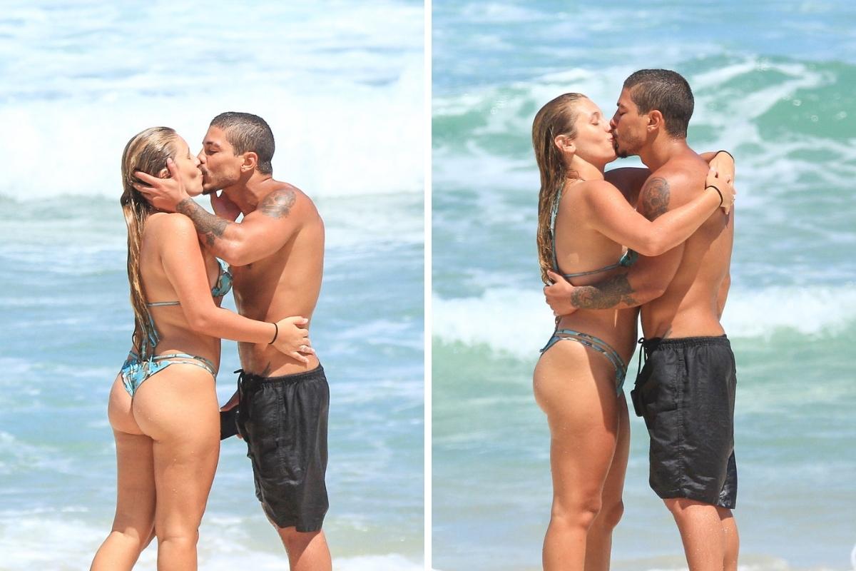 Douglas Sampaio e Camilla Luna aos beijos em praia do RJ