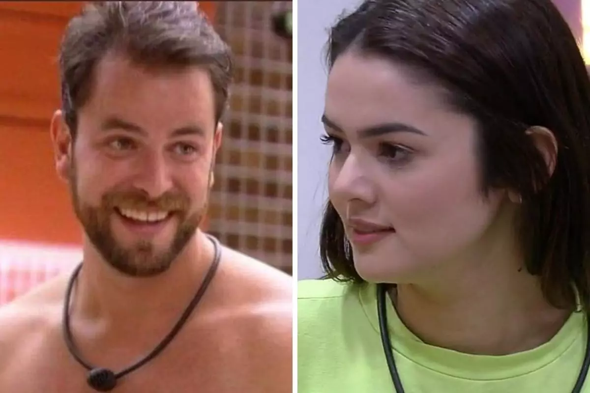Gustavo e Eslovênia durante exibição do BBB22