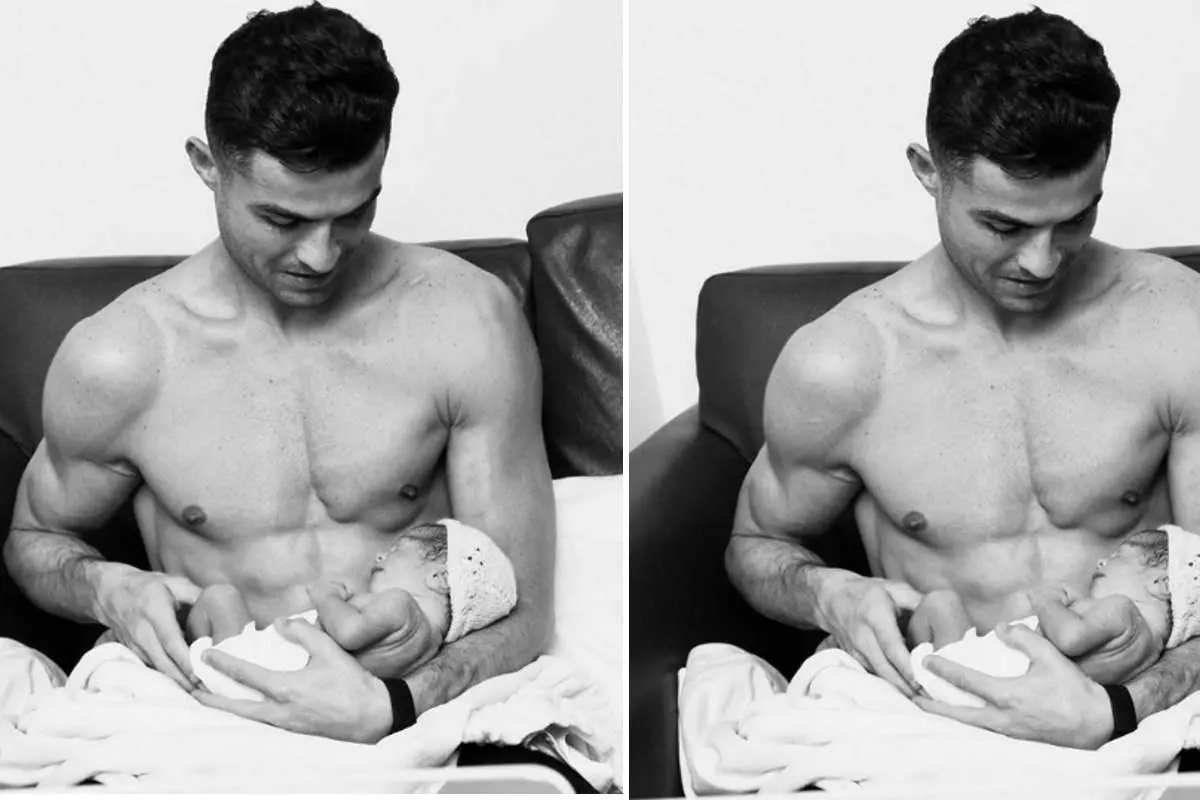 Cristiano Ronaldo surge com a filha recém-nascida nos braços - OFuxico