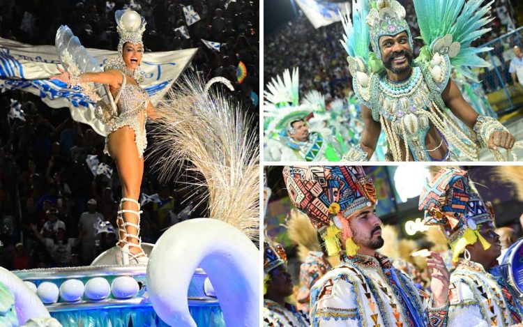 Giovanna Lancelotti , Samuel de Assis e Enzo Celulari desfilam pela Beija Flor - Foto: Leo Franco / AgNews