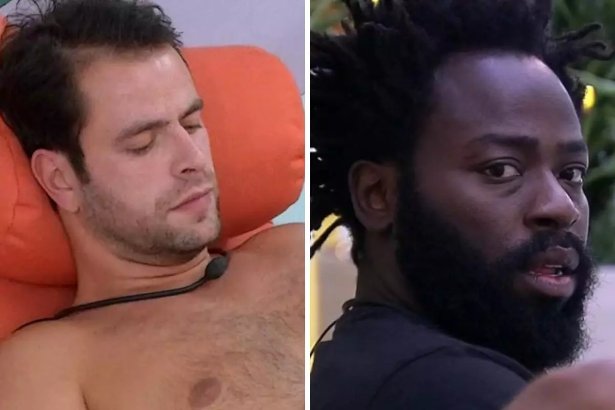 Douglas Silva e Gustavo durante exibição do BBB22