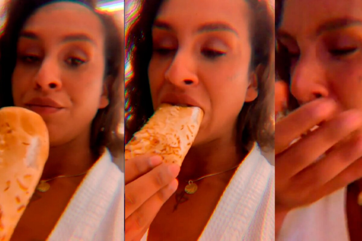 Linn da Quebrada comendo pão
