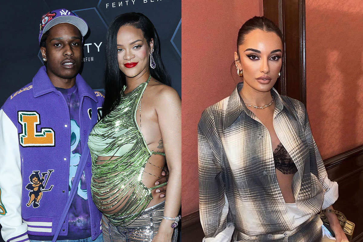 Fotomontagem Rihanna, A$AP Rocky e Amina Muaddi