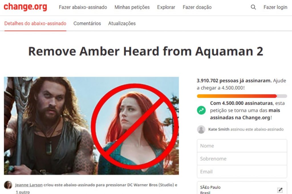 Amber Heard perde papel em continuação de Aquaman após julgamento contra Johnny  Depp - Portal Criatividade