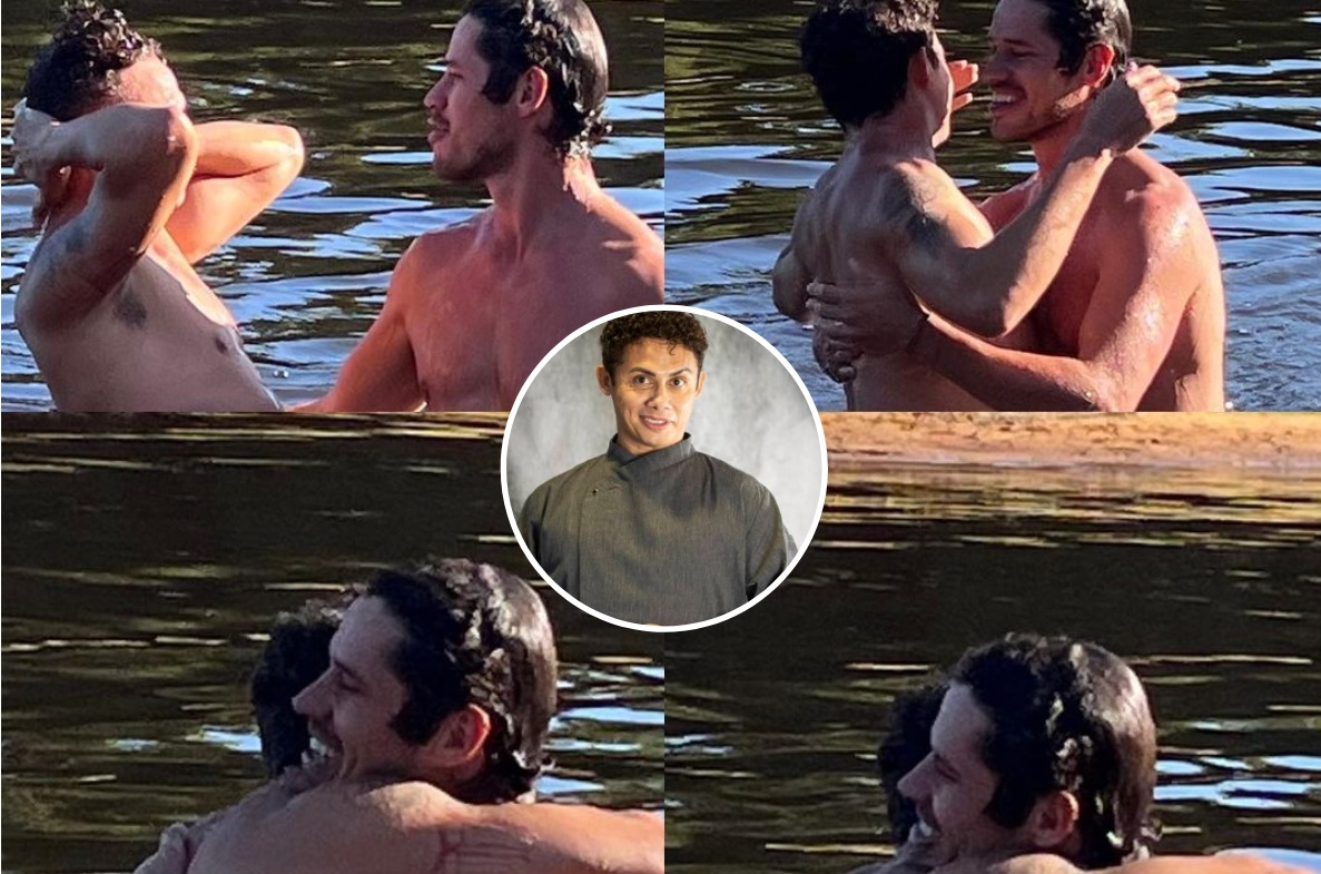 Silvero Pereira toma banho de rio com José Loreto