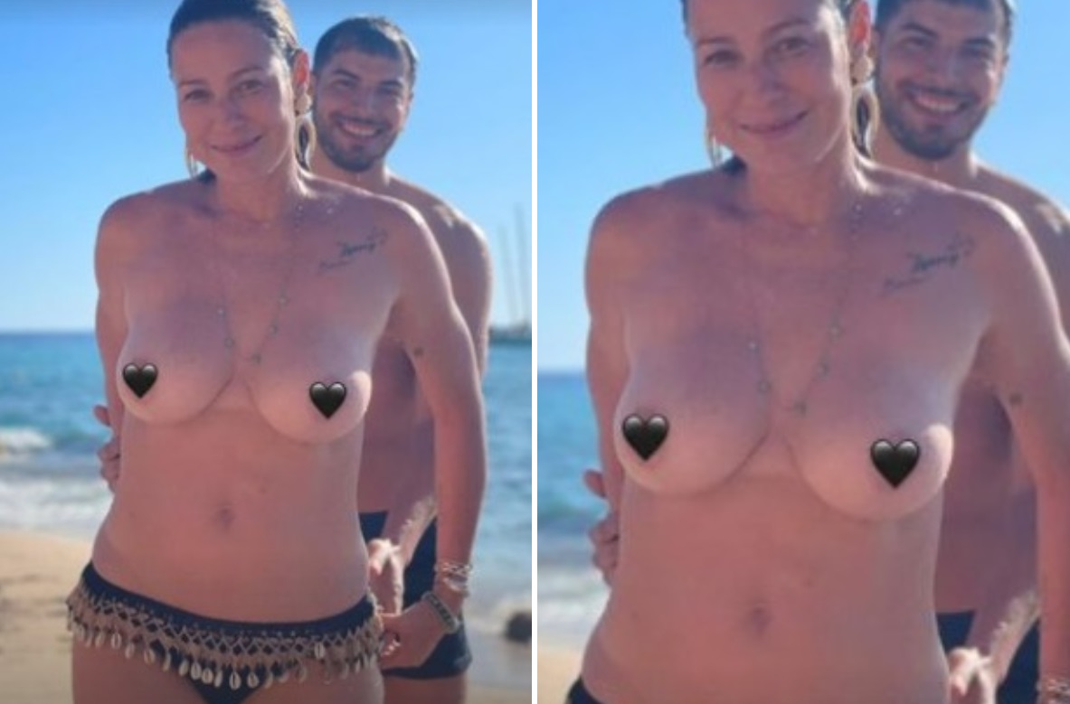 Luana Piovani faz topless em Ibiza na companhia do namorado