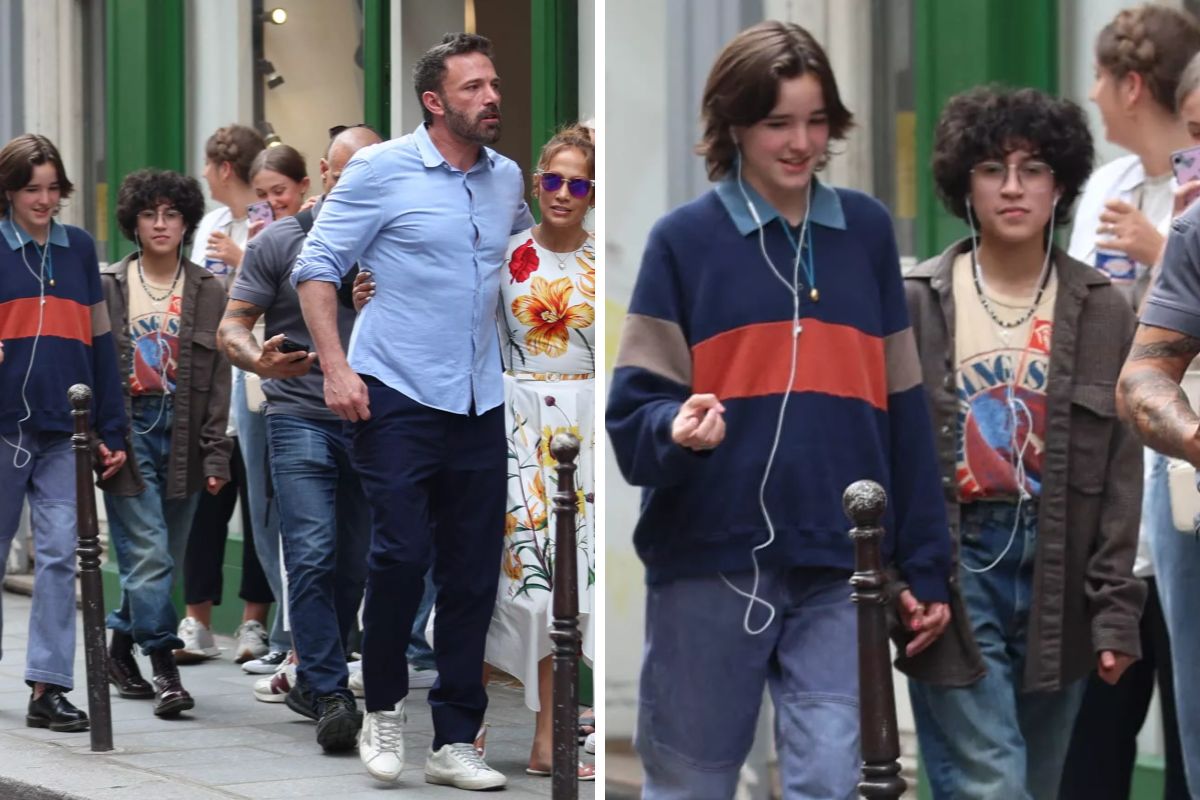 Ben Affleck e Jennifer Lopez com os filhos