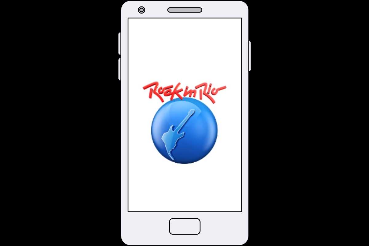 arte de celular com logo do rock in rio na tela