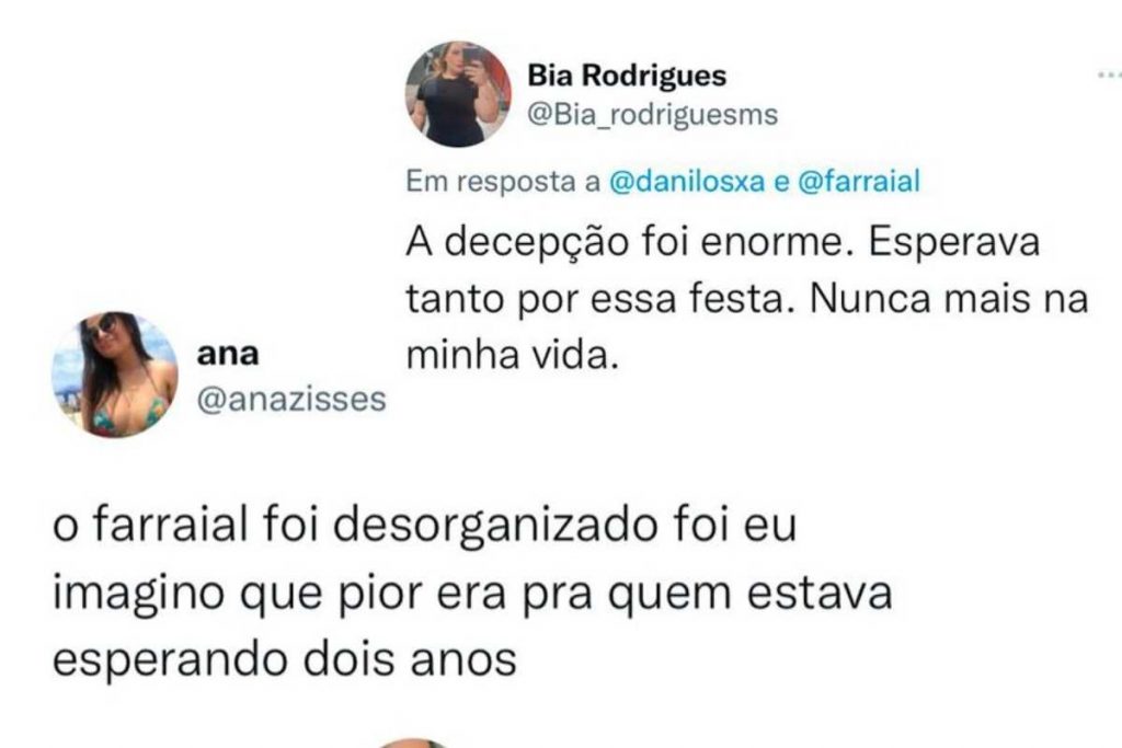 Internautas criticaram som do Farraial nas redes sociais