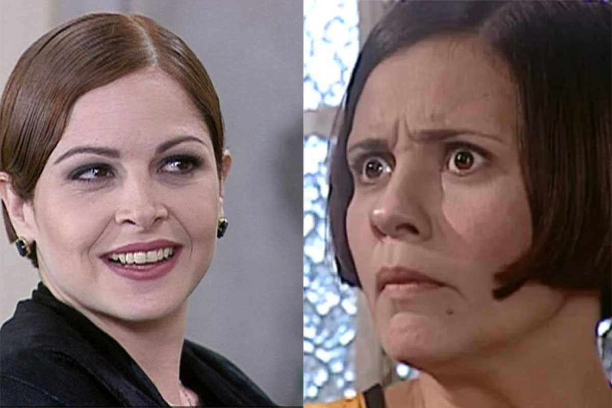 Marcela (Drica Moraes) e Catarina (Adriana Esteves) em cena de O Cravo e a Rosa