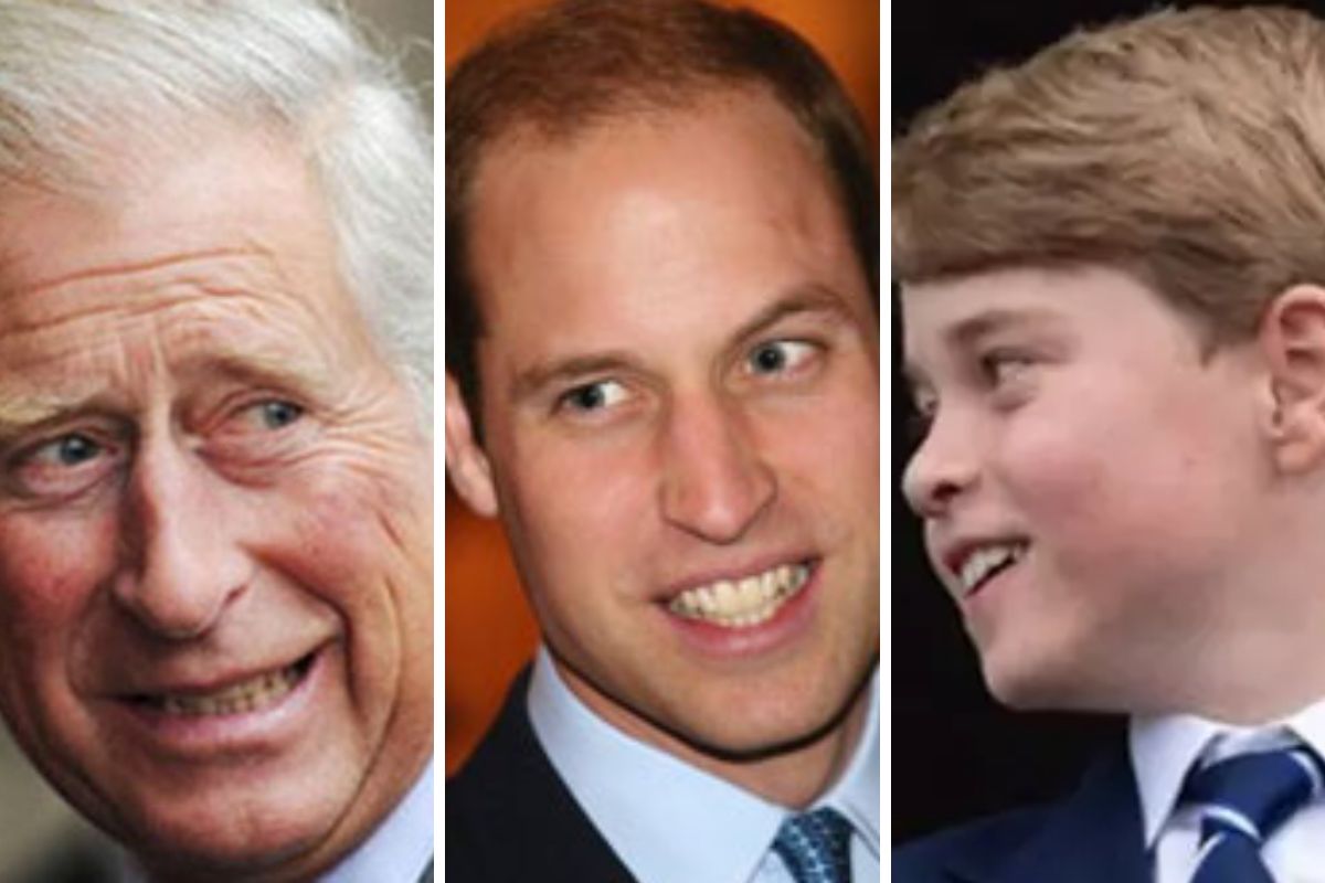 Fotomontagem com Príncipe Charles, Príncipe William e Príncipe George