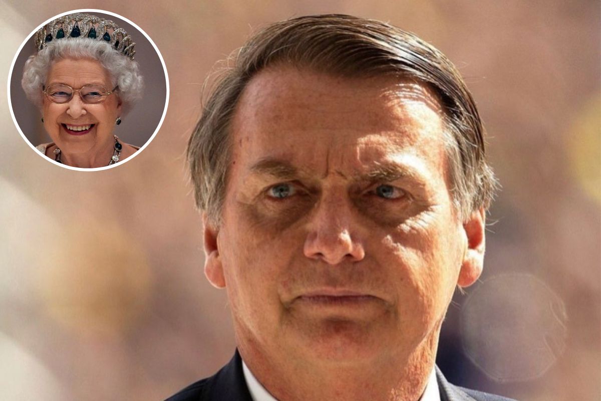 Fotomontagem Presidente Bolsonaro e Rainha Elizabeth II