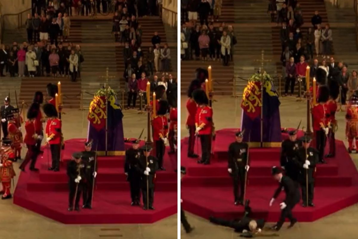Gusrda real desmaia, durante vigilha do caixão da Rainha Elizabeth II