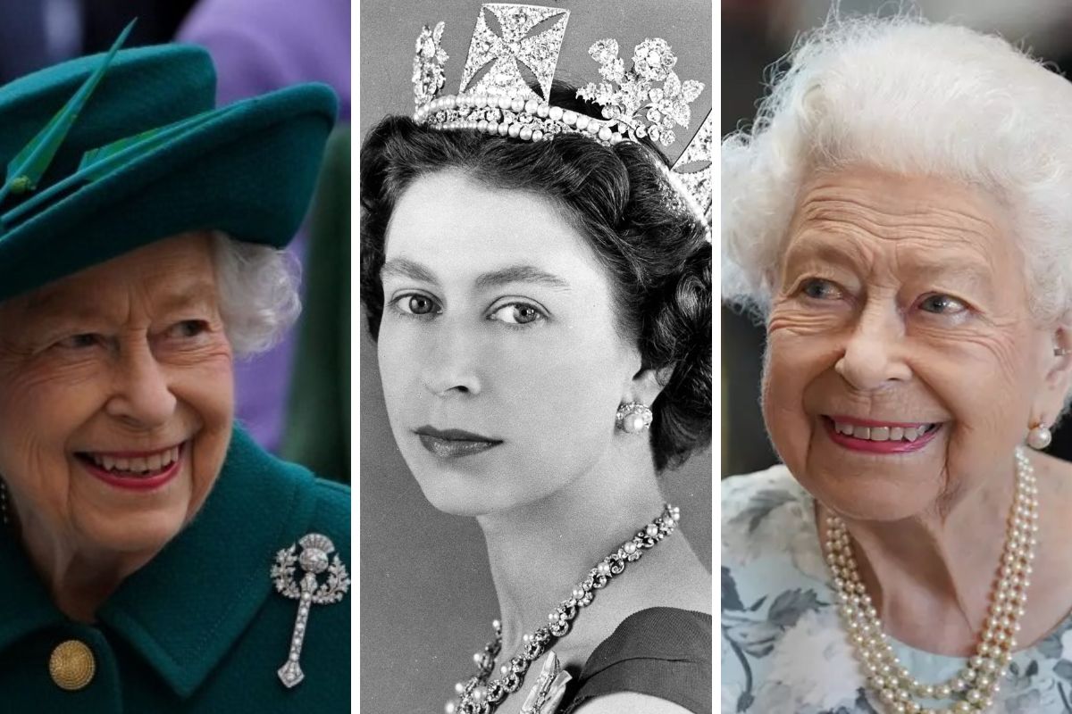 Fotomontagem Rainha Elizabeth II com suas joias