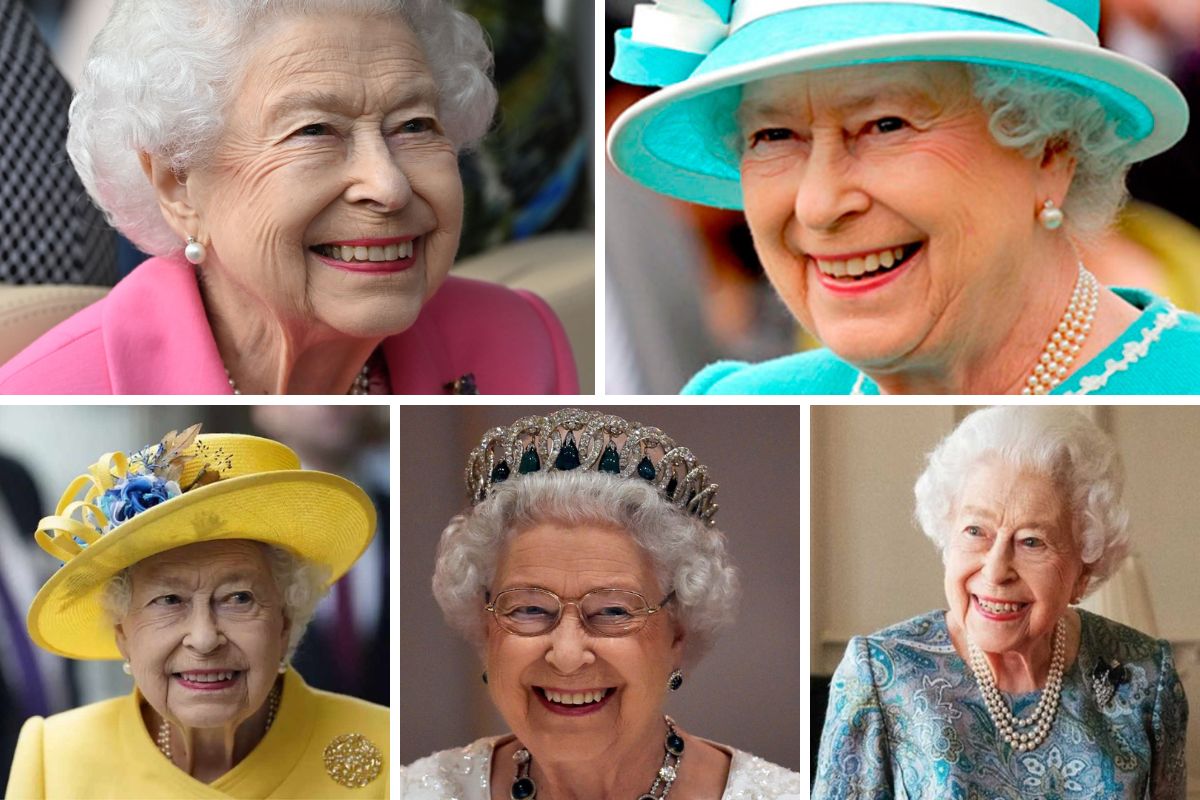 Fotomontagem com vários retratos da Rainha Elizabeth II