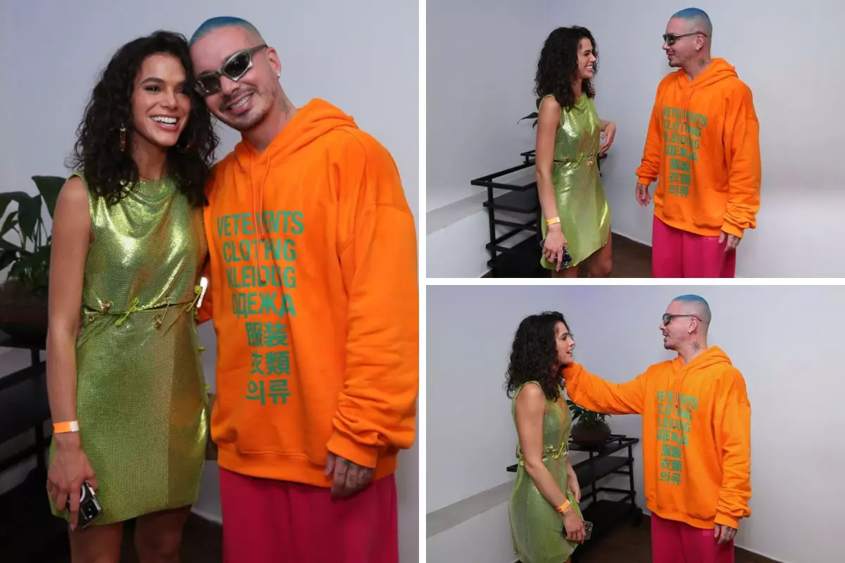 Bruna Marquezine tieta o cantor J Balvin em show no Rio de Janeiro