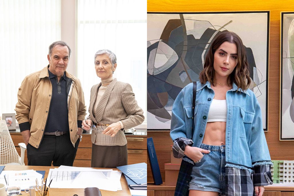 Guerra (Humberto Martins), Cidália (Cassia Kis) e Chiara (Jade Picon) em Travessia