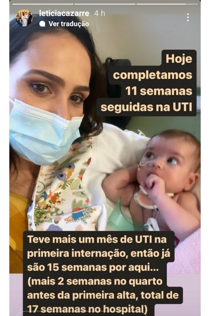 stories de leticia cazarré atualizando o estado de saúde de maria guilhermina