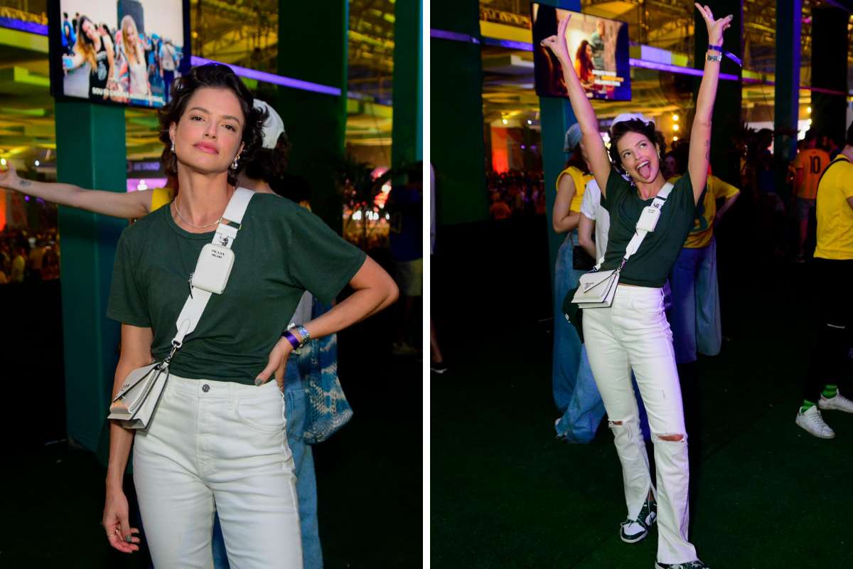 Agatha Moreira em festa no Jockey Club após jogo do Brasil