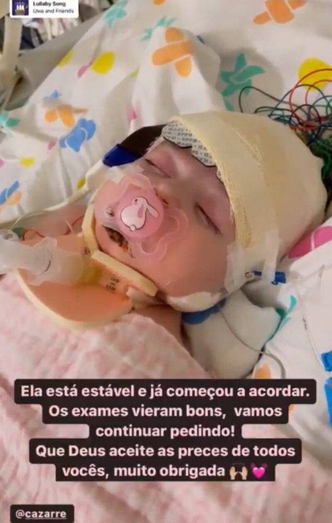 Guilhermina Cazarré na cama do hospital