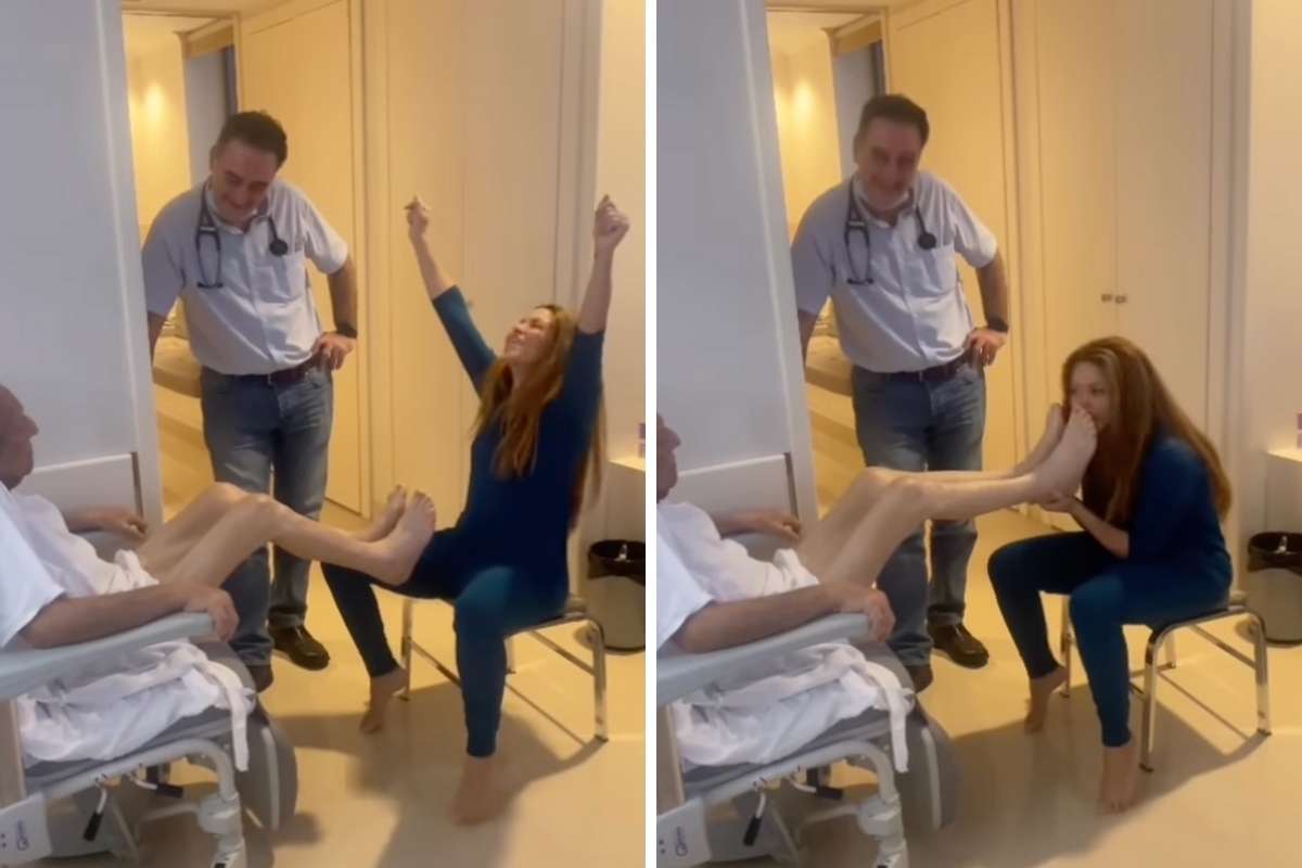 Shakira aparece em hospital com o pai