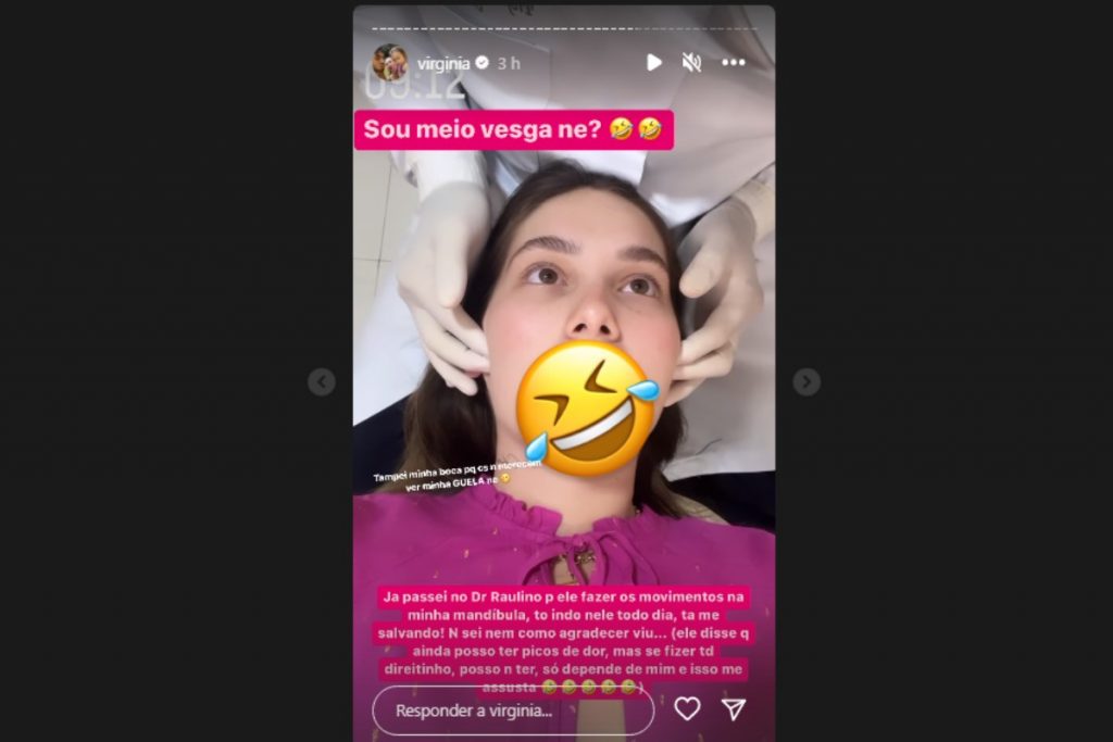 Stories de Virginia Fonseca no médico vendo a mandíbula