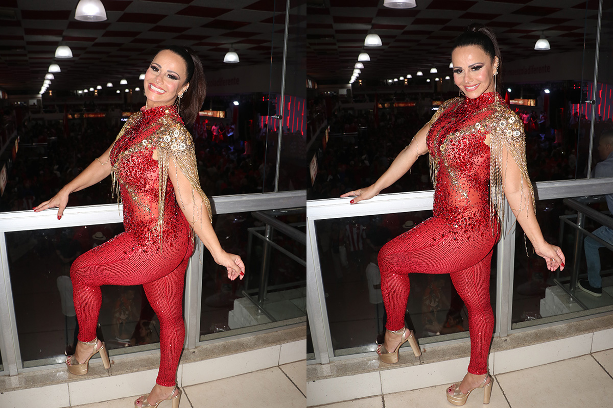 Viviane Araujo mostra boa forma em ensaio de Carnaval