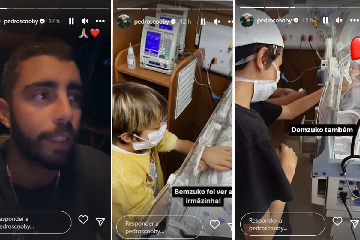 Pedro Scooby mostra filhos no hospital