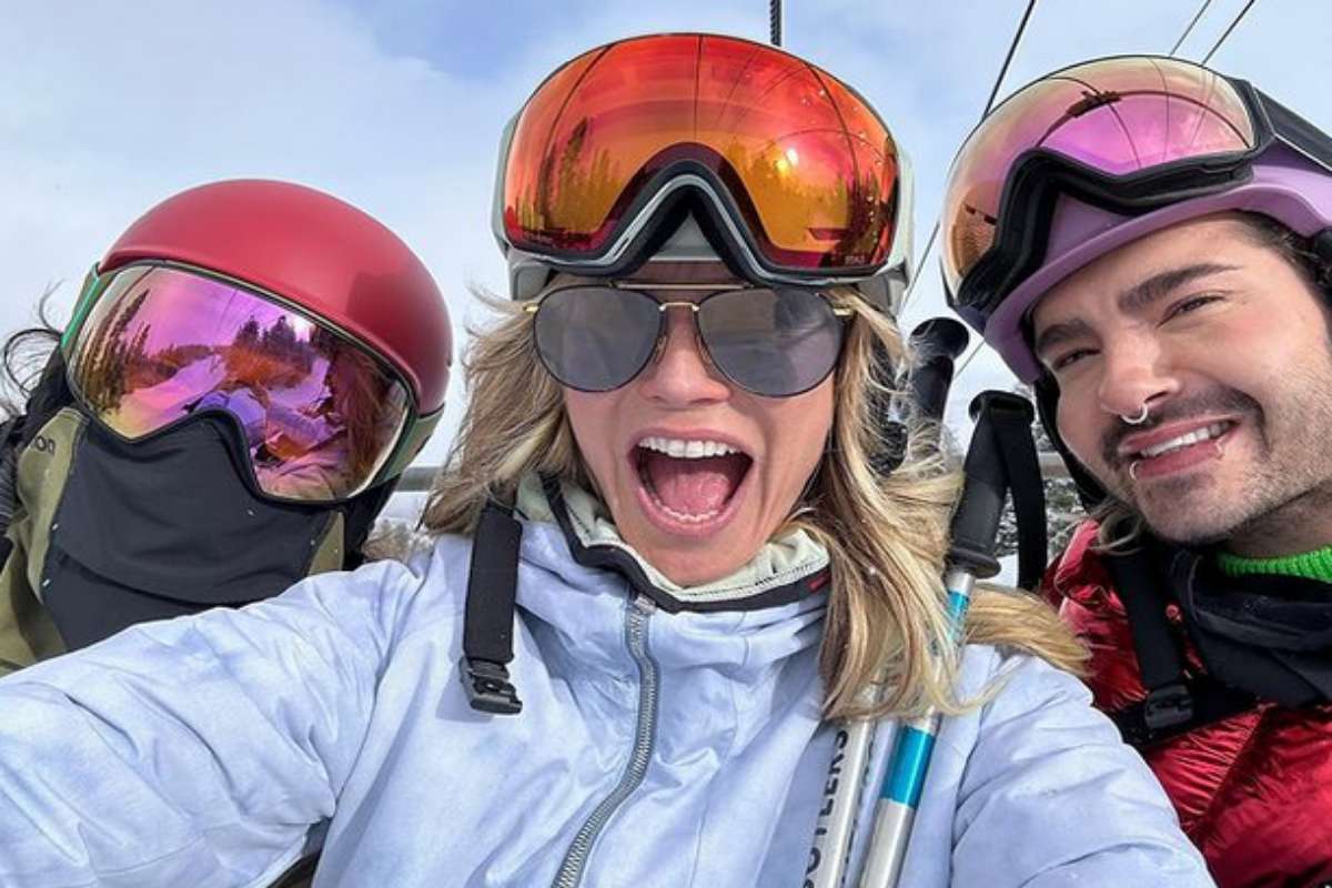 Heidi Klum esquia com o marido