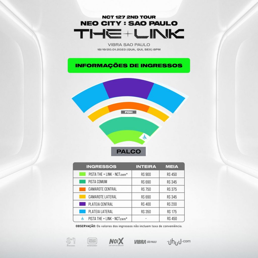 Mapa do show NCT 127 no VIBRA São Paulo