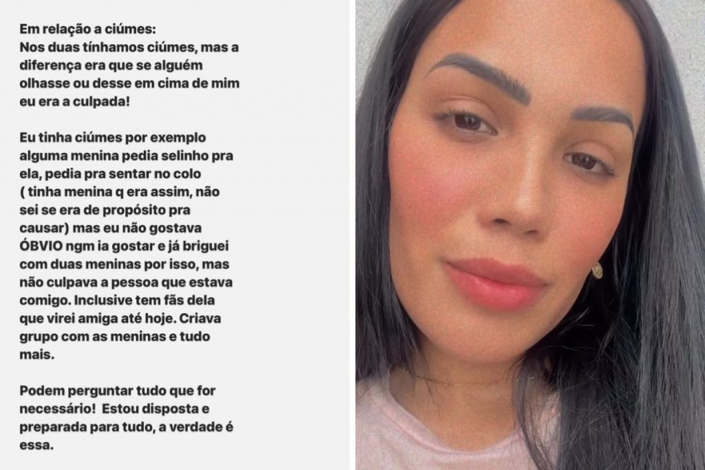 Larissa Novais fez alguns posts nas redes sociais sobre as acusações de agressão contra MC Dricka