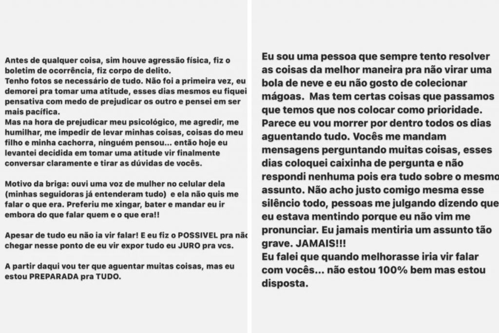 Stories de Larissa Novais, ex de MC Dricka