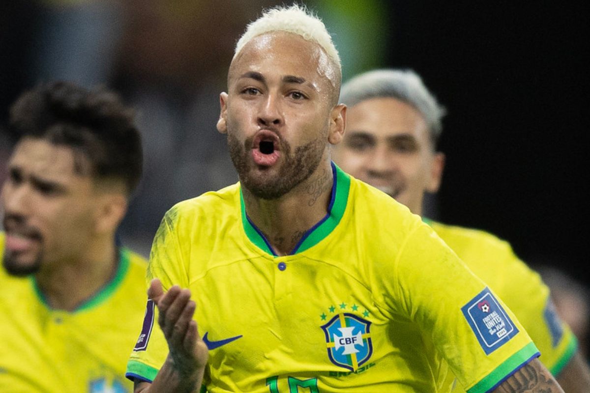 Neymar durante gol do Brasil contra a Croácia