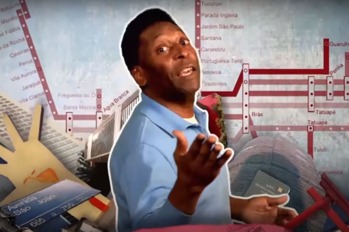 Pelé em vídeo que promoveu a cidade de São Paulo