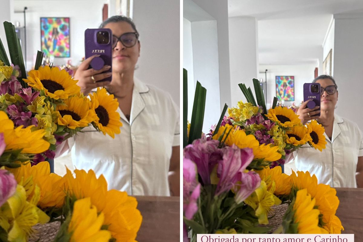 Preta Gil postou uma foto mostrando flores que recebeu