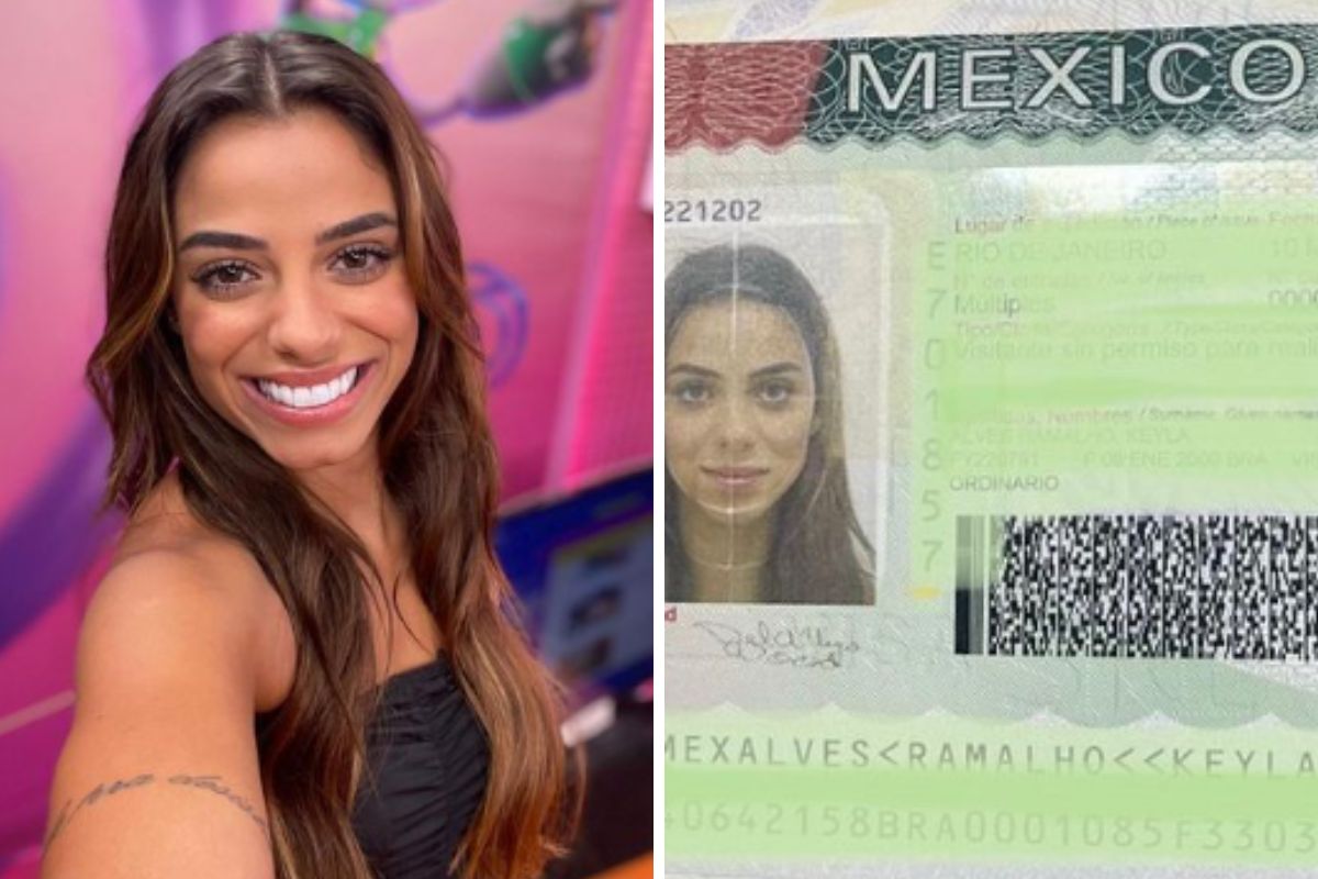 Key Alves com documento do visto mexicano