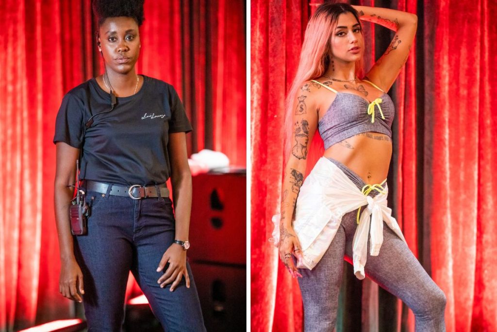 Fotomontagem de Naira (Tati Vilella) e Ivy (Azzy) em Vai na Fé