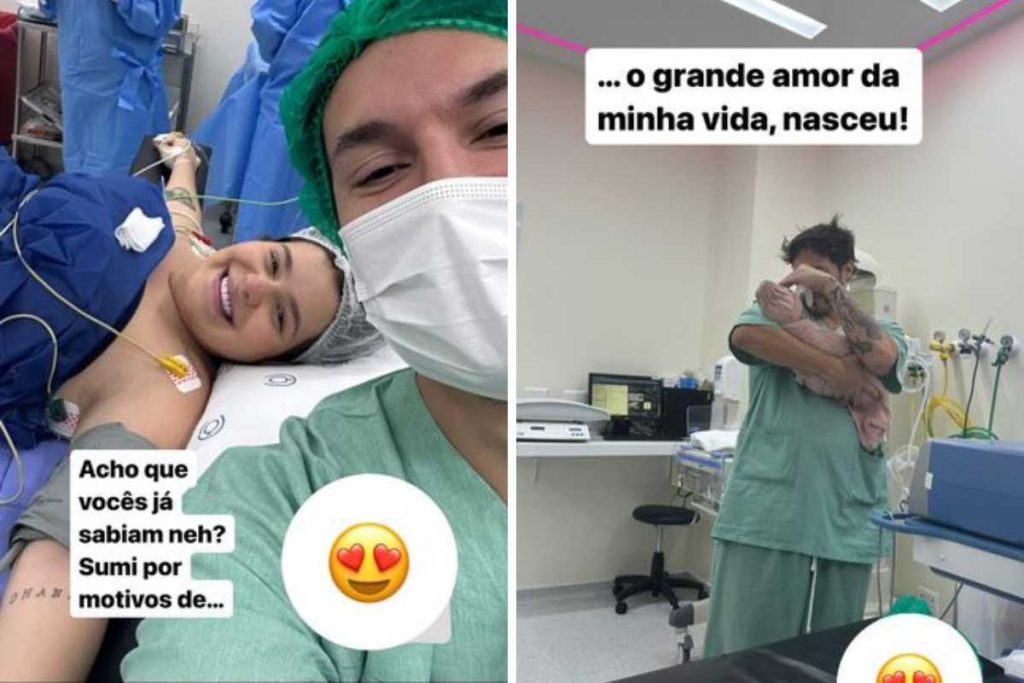 Stories de Eliezer com Lua e Viih Tube após nascimento