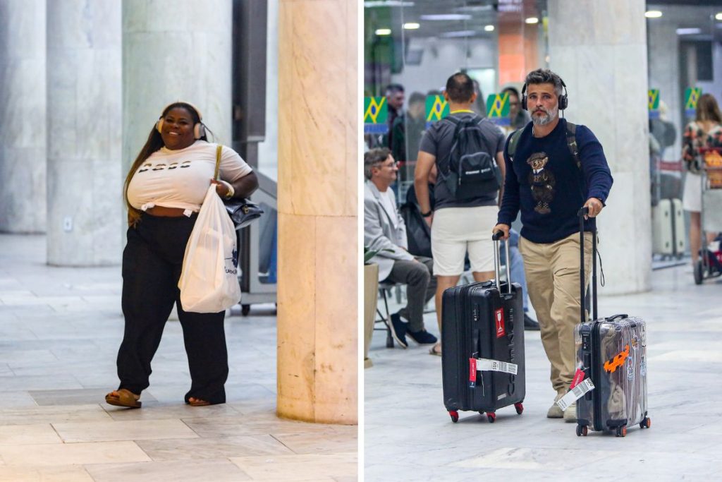 Jojo Todynho e Bruno Gagliasso em aeroporto