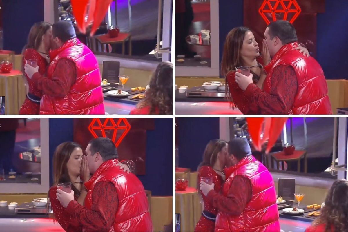 Gyselle Soares e Erick beijando, em "A Grande Conquista"