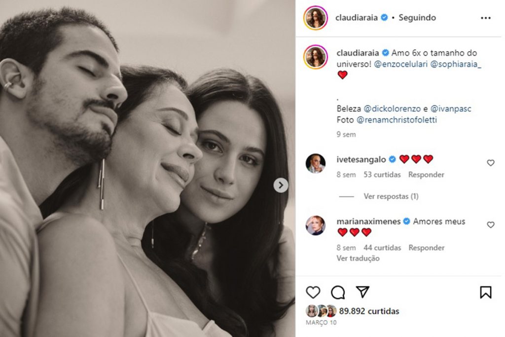 Claudia Raia com Sophia e Enzo