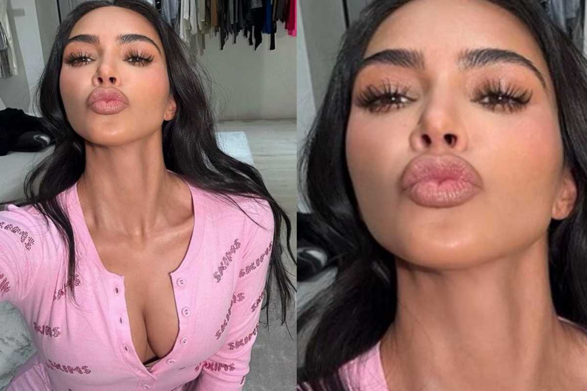 Kim Kardashian com pijama Skims