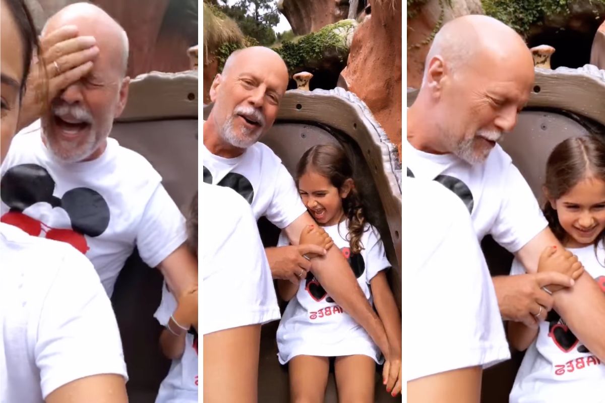 Vídeo mostra Bruce Willis se divertindo na Disney com as filhas