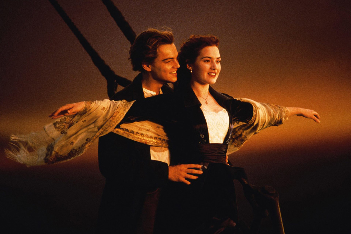Jack (Leonardo DiCaprio) e Rose (Kate Winslet) em Titanic