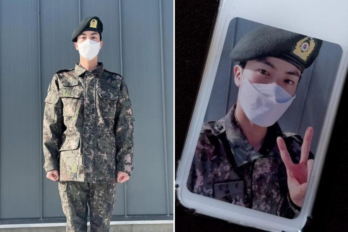 Jin, do BTS, cumprindo serviço militar