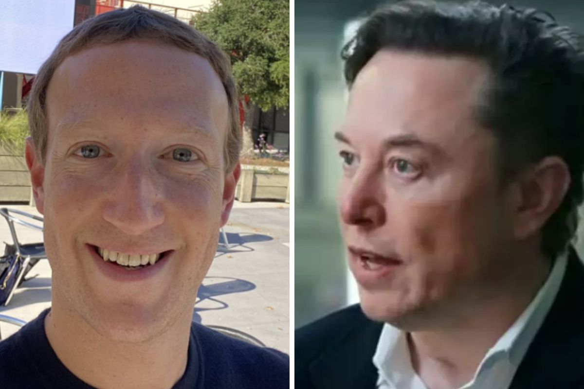 Fotomontagem de Mark Zuckerberg e Elon Musk